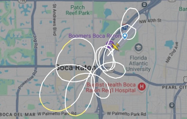 Boca Raton. Flight path (Picture: FlightRadar24)