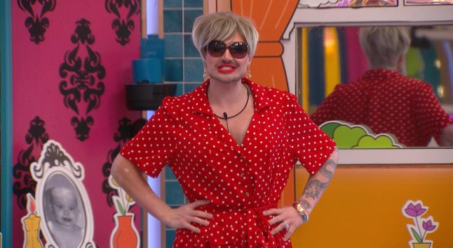 Danny Beard in the CBB house playing a housewife