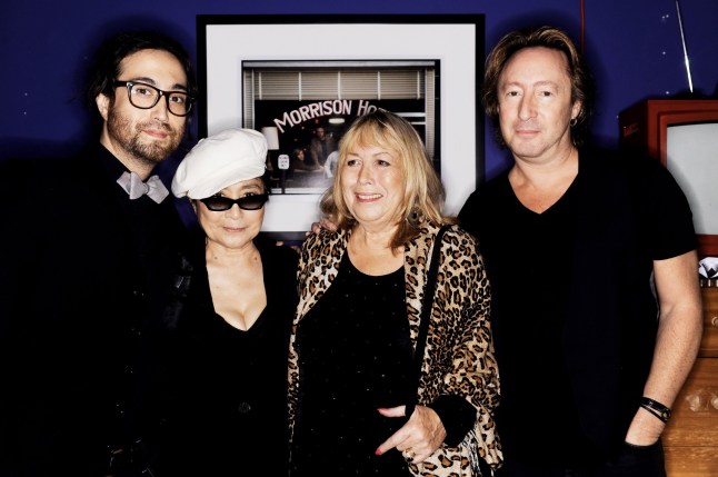 Sean Lennon, Yoko Ono, Cynthia Lennon and Julian Lennon attends the 