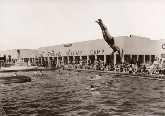 Open air swimming pool at Butlins, Skegness, 1936. (Photo by Borthwick Institute/Heritage Images/Getty Images)