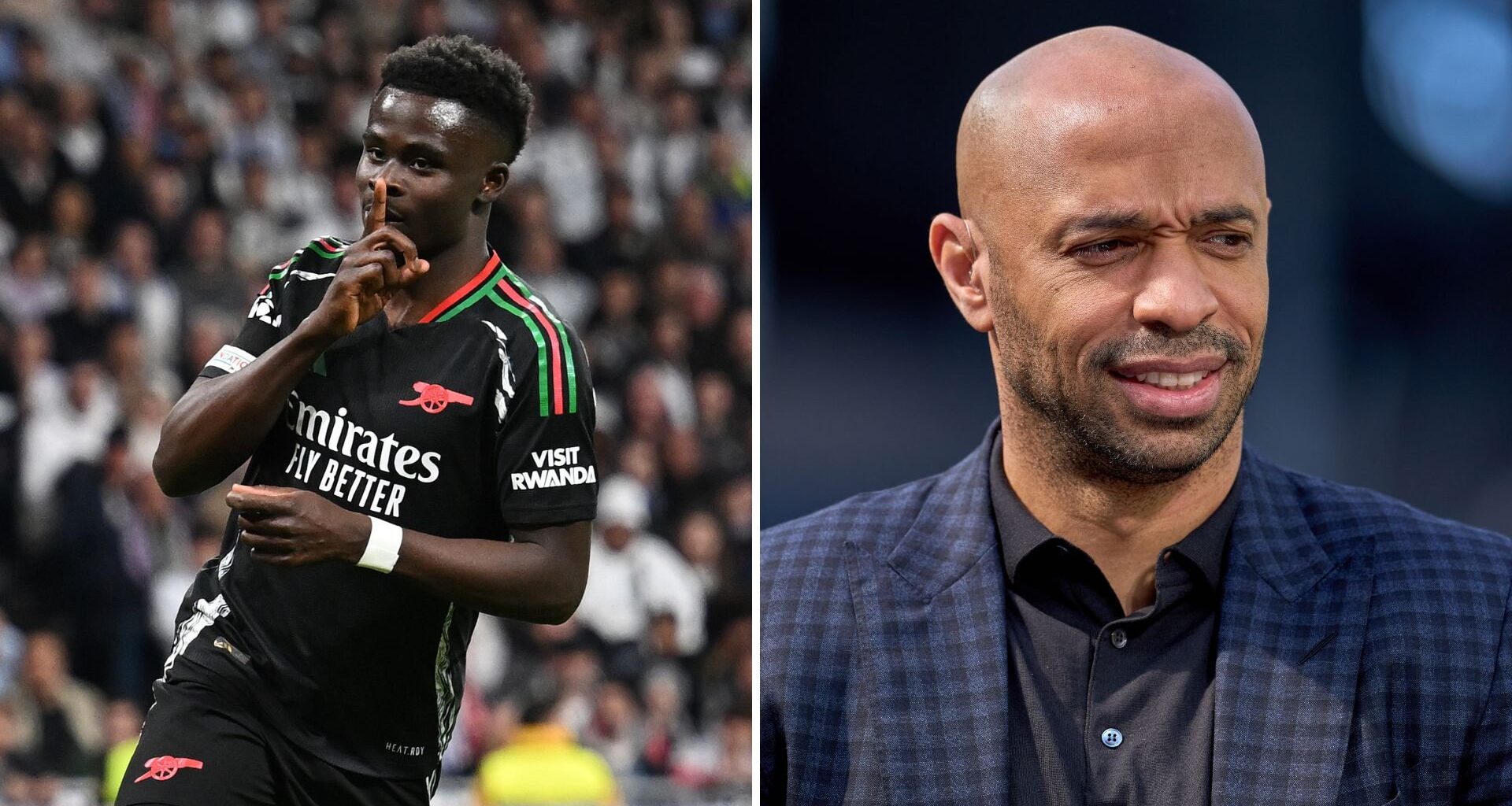 Thierry Henry reacts to Bukayo Saka claim as Arsenal star debunks myth on Real Madrid celebration