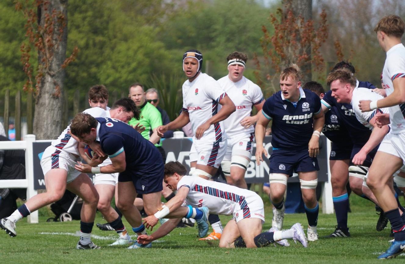 Scotland Under-19s suffered a heavy dfeat to England in a friendly at Percy Park. Image: Joe Anderson