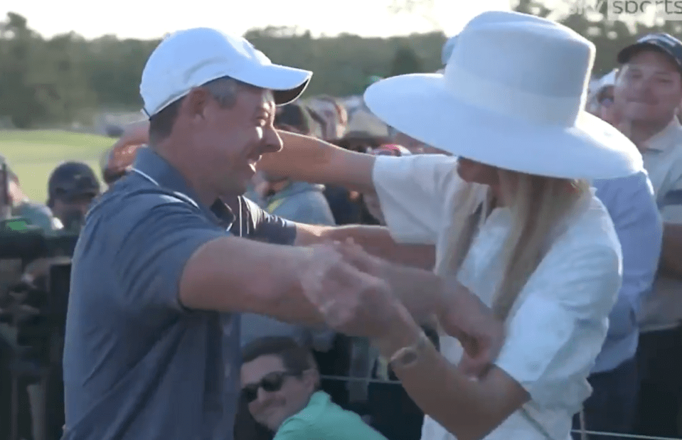Man and woman embracing.