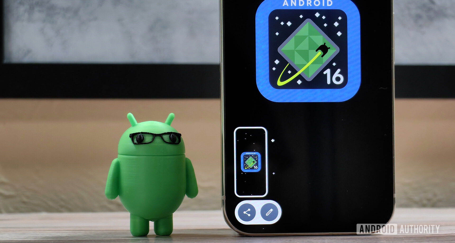 Photo of a screenshot of the Android 16 logo