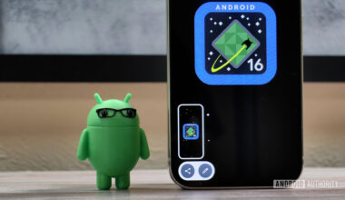 Photo of a screenshot of the Android 16 logo