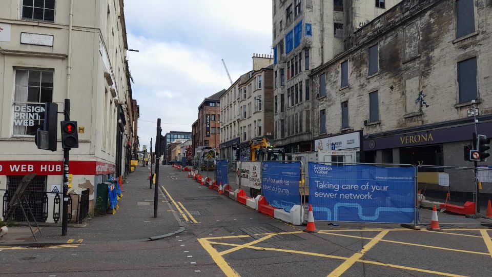 Street closed for sewer work.