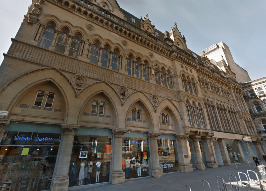 Stock Exchange building with Urban Outfitters storefront.