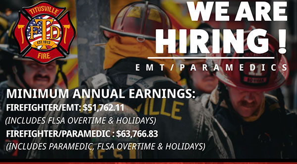 EMPLOYMENT OPPORTUNITY: Titusville Fire Department Extends Hiring Application Deadline