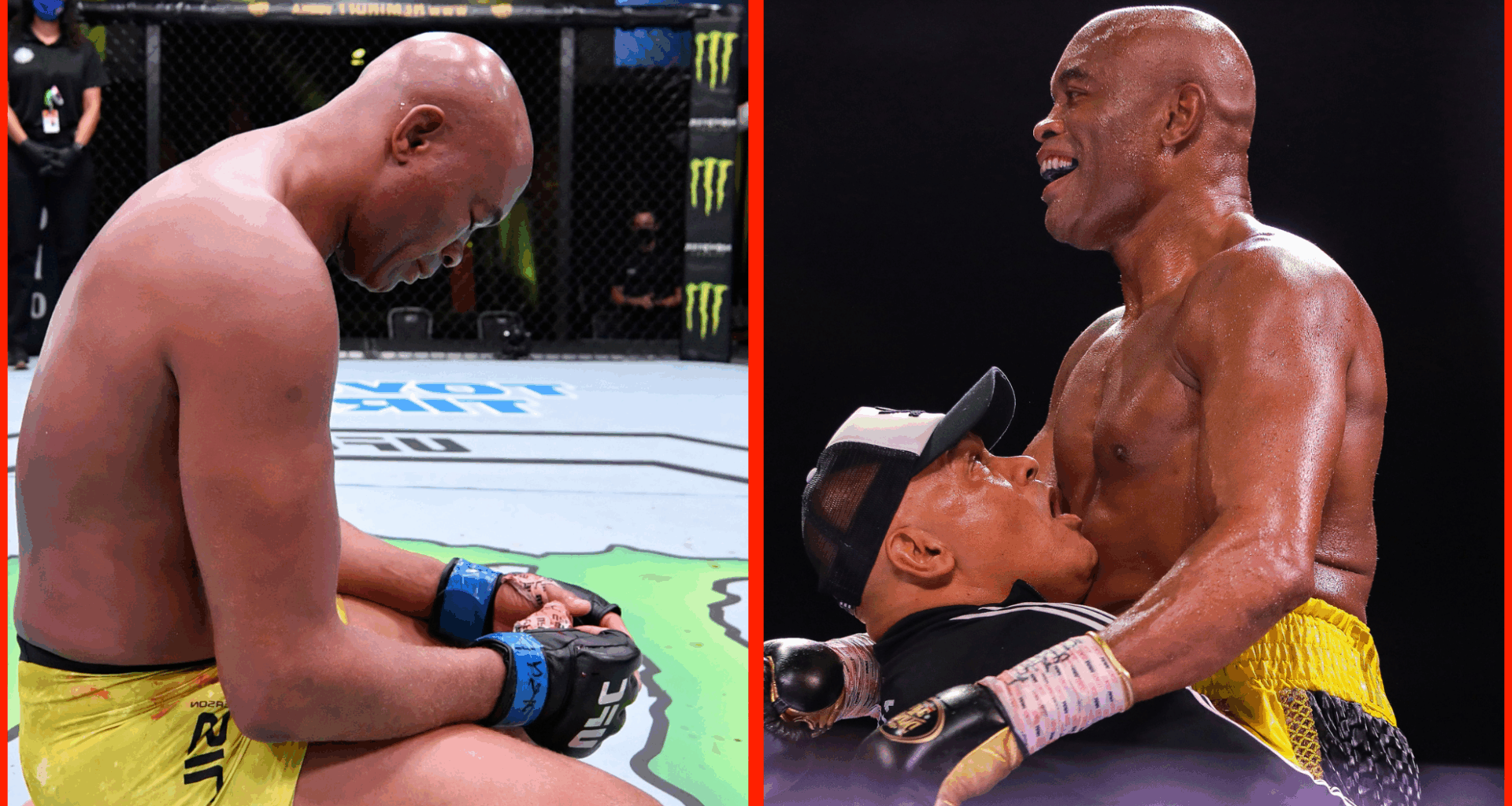 Anderson Silva after UFC loss, and boxing win.