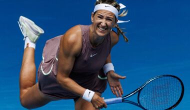 Victoria Azarenka in action ahead of the WTA Doha Open.