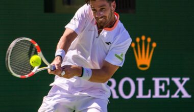 Cameron Norrie in action ahead of the ATP Madrid Open.