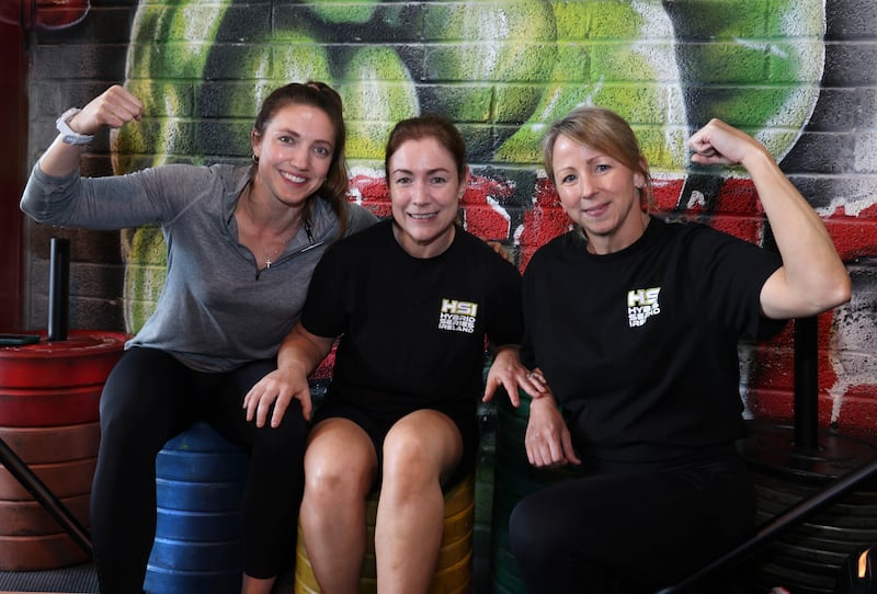 Rachel Farrell, co-founder of Hybrid Series Ireland, with Yvonne Heffernan and Rachel Conway, doubles team for Hybrid Series Ireland. Photograph: Joe O’Shaughnessy 