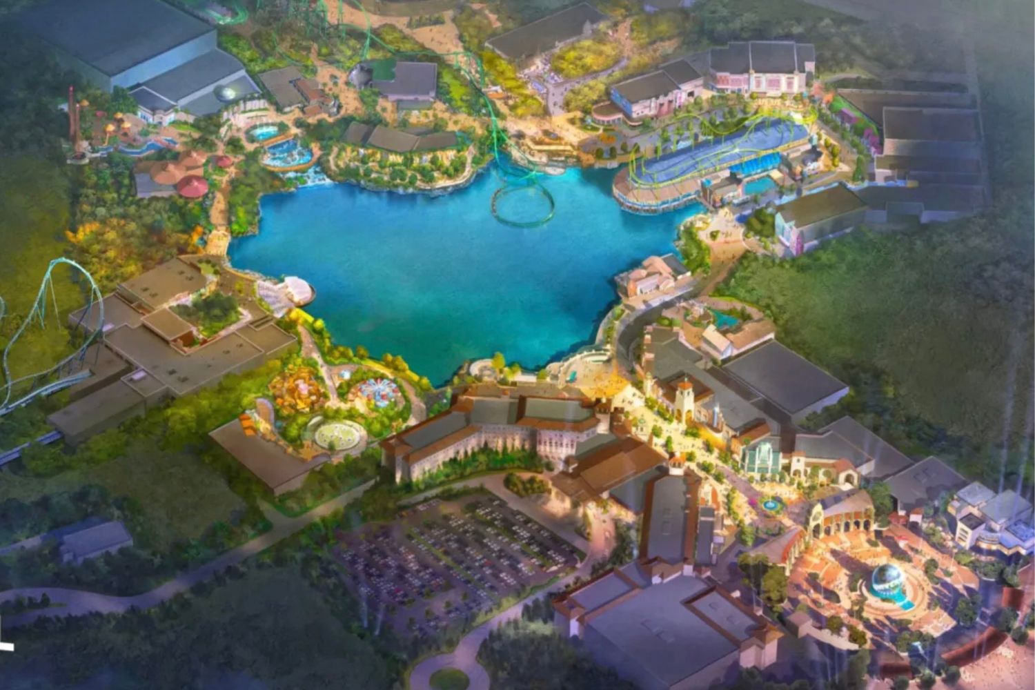 An artists rendering of the new Universal park in the UK.