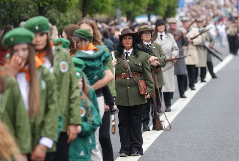 The National Graves Association Easter Sunday Parade from Beechmount Avenue
to Milltown cemetery in West Belfast.
PICTURE COLM LENAGHAN