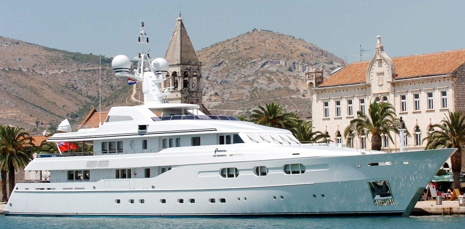 Bernie Ecclestone's luxury yacht Petara in port.