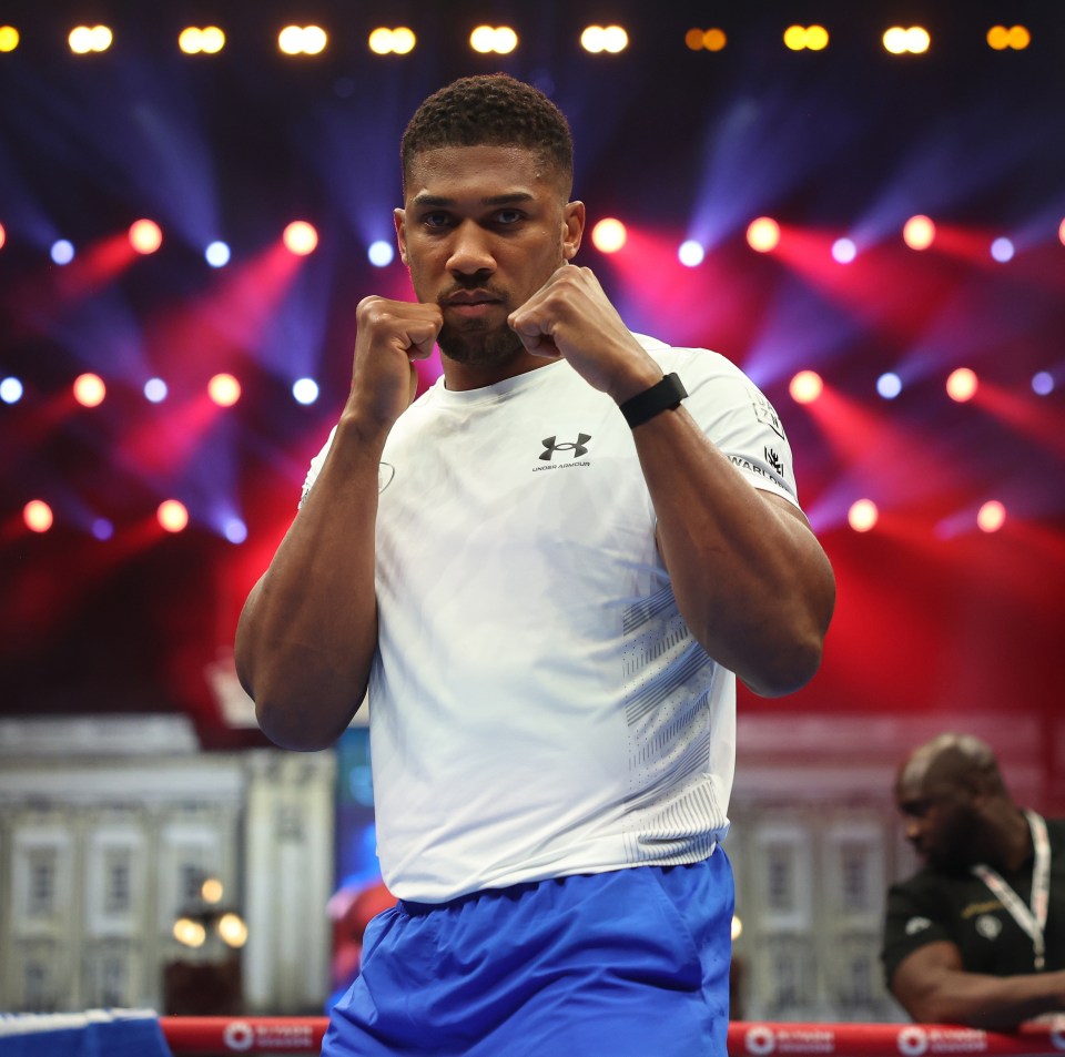 Anthony Joshua at a boxing workout.