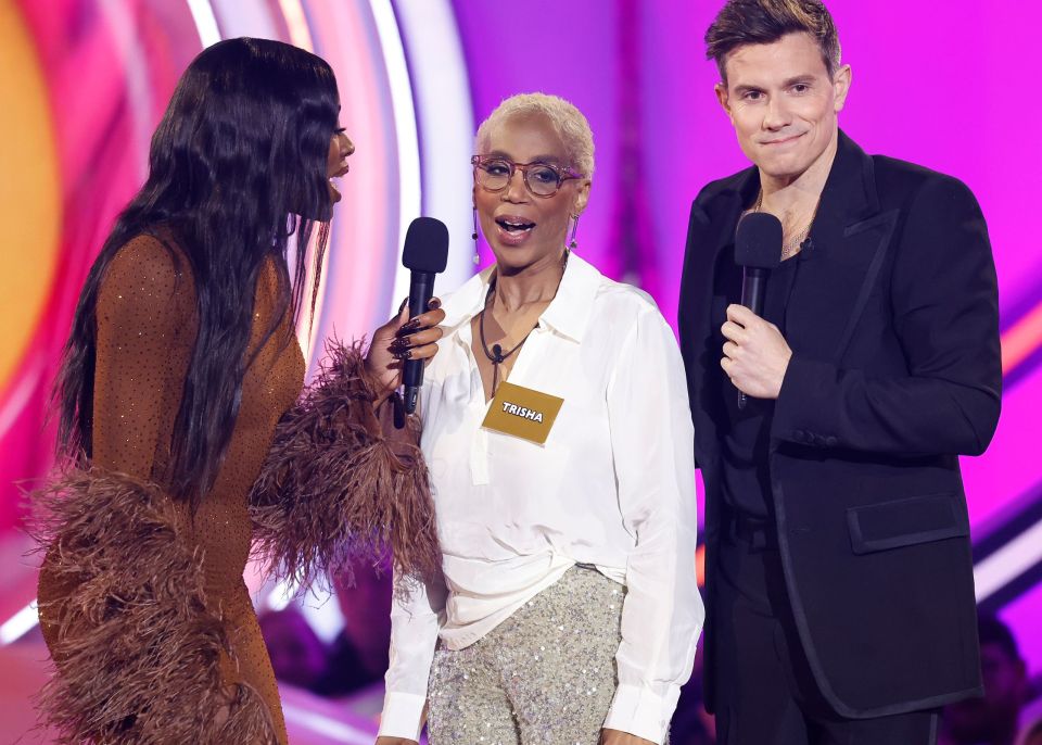 AJ Odudu, Trisha Goddard, and Will Best hosting a TV show.