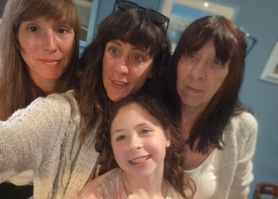 Amy Evans with her mother and family.