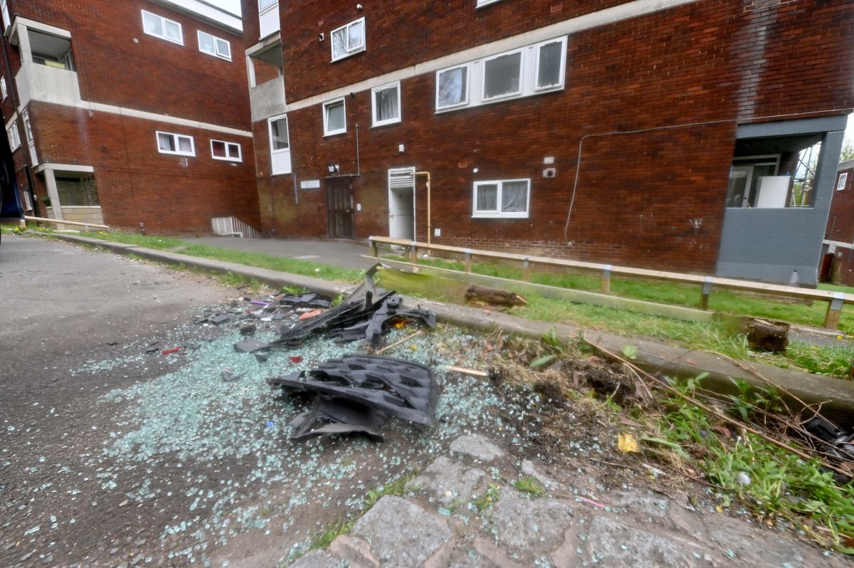 Bullet holes were left in the walls after a car was shot at in Bredon Court, Halesowen