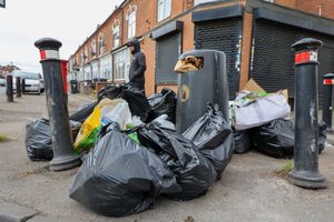 Bin bags on a Birmingham street.