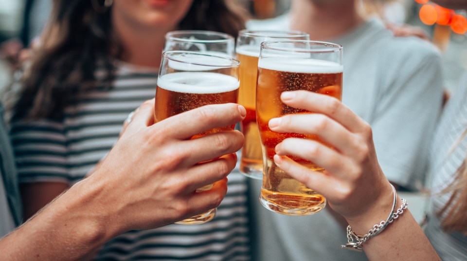 Friends toasting with beer.