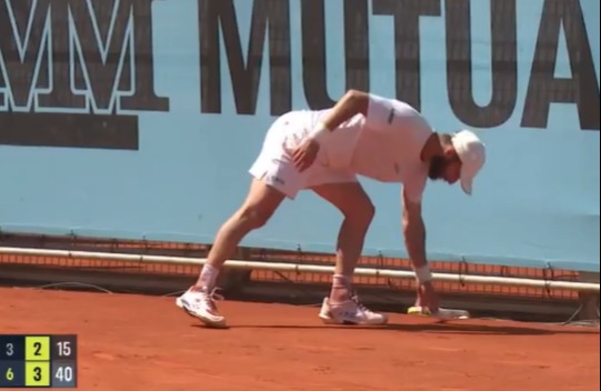 The Frenchman reacted angrily after a tight line call went against him