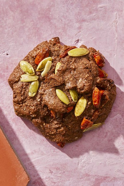 chocolate goji berry pumpkin seed protein cookies