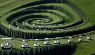 ulises studio's digital images stage hypnotic procession of golf carts