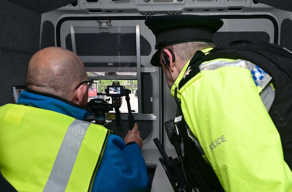 Inside a speed camera van