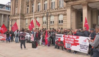 Unite members hold rally outside Birmingham Council
