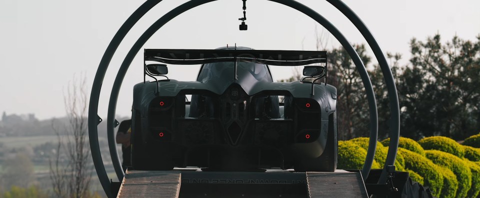 Rear view of the world's first car to drive upside down.