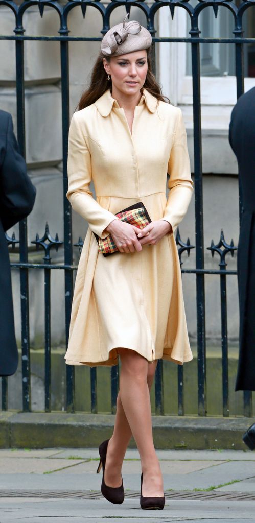 Kate Middleton wearing a butter yellow dress in 2012