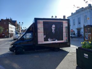 Hind Minds Speak had a LED van displaying a satirical film showcasing the NHS. Picture: LDRS