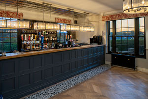 A well stocked bar. 
