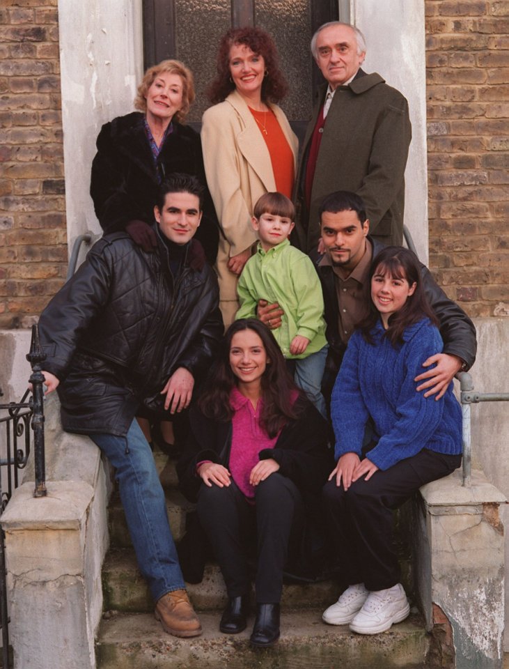 The Di Marcos family, new cast members of EastEnders, pose for a photo.