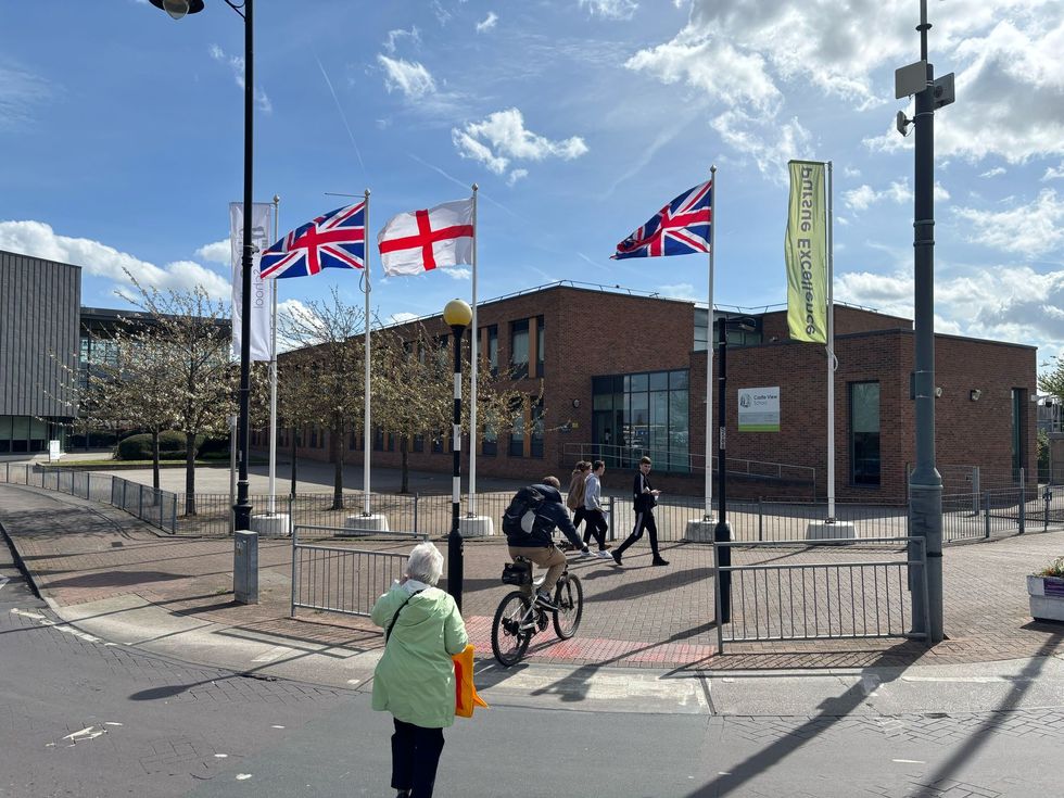 Flags proudly on show on Canvey Island's high street