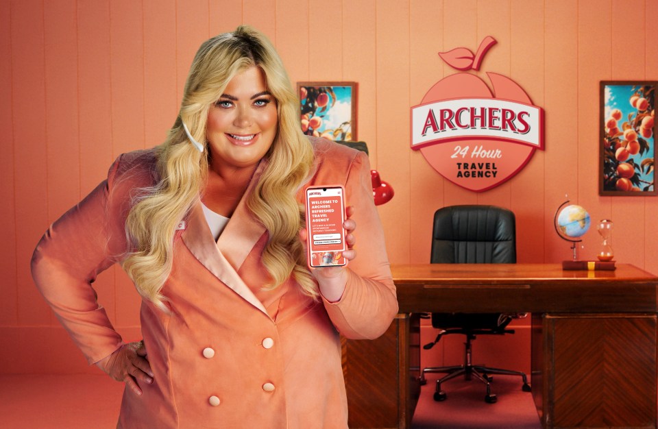 Gemma Collins promoting Archers 24 Hour Travel Agency.