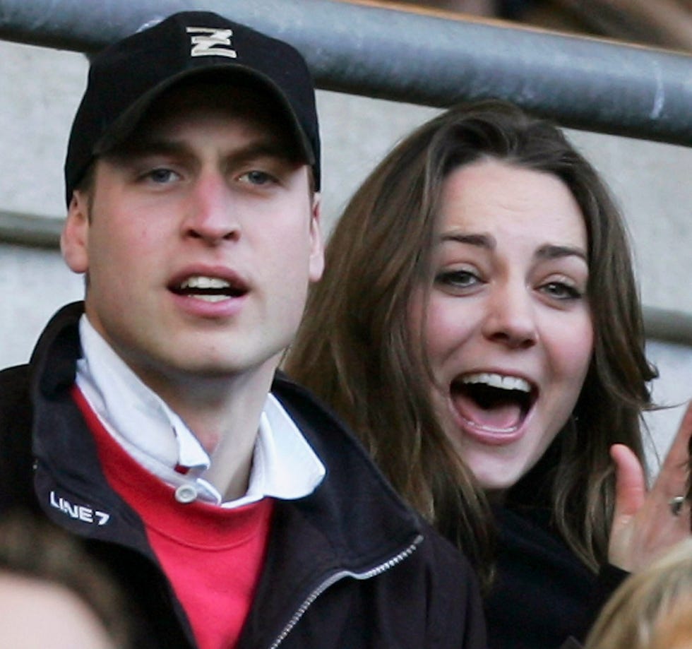 london february 10: prince harry (l) and prince william (c) and kate middleton (r)cheer on the english team during the rbs six nations championship match between england and italy at twickenham on february 10, 2007 in london, england. (photo by richard heathcote/getty images)