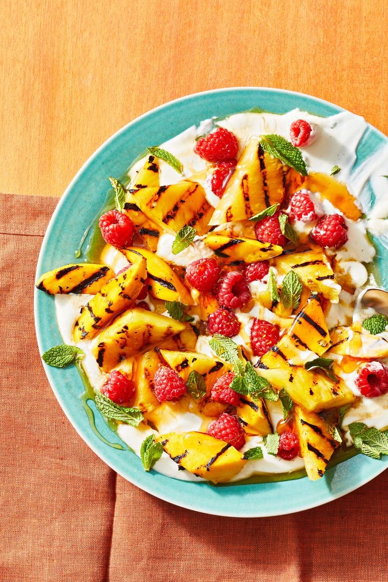 grilled fruit salad with vanilla yogurt