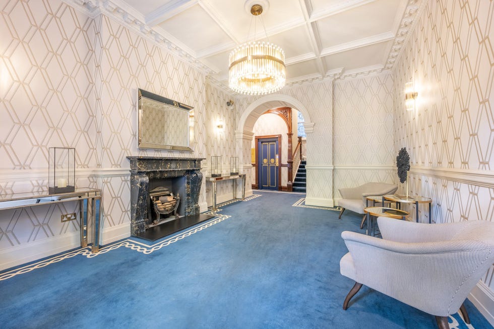 elegant hallway with modern decor and furniture