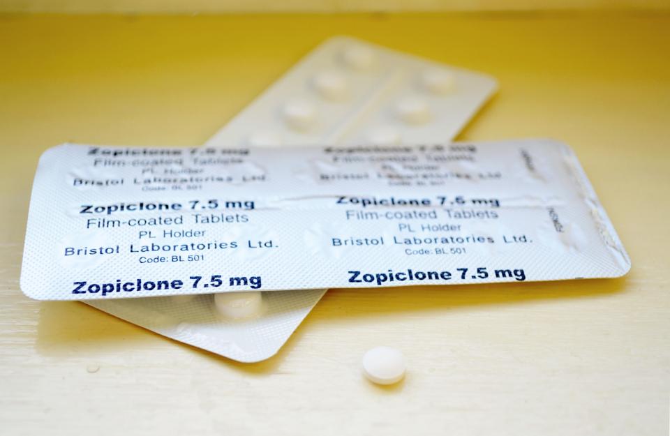 Zopiclone 7.5mg film-coated tablets in blister packs.