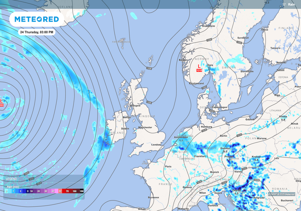 By the end of the week, high pressure will build across the UK, bringing predominantly dry conditions with increasing spells of sunshine and lighter winds.