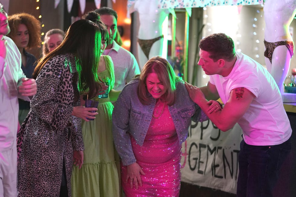 mercedes mcqueen, myra mcqueen and john paul mcqueen in hollyoaks