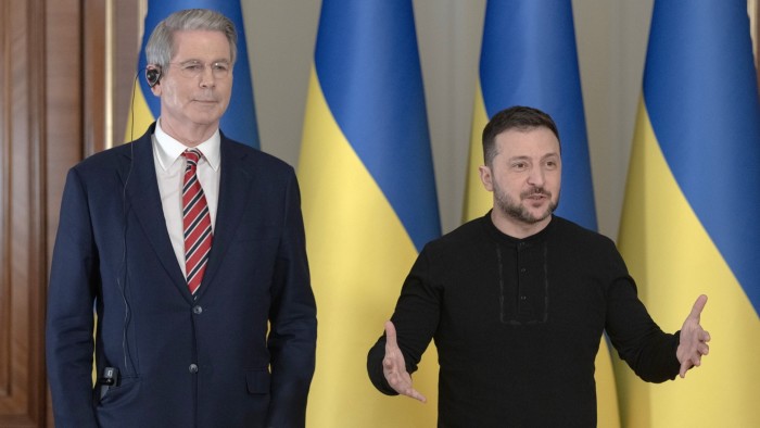 US Treasury secretary Scott Bessent with Ukrainian President Volodymyr Zelenskyy