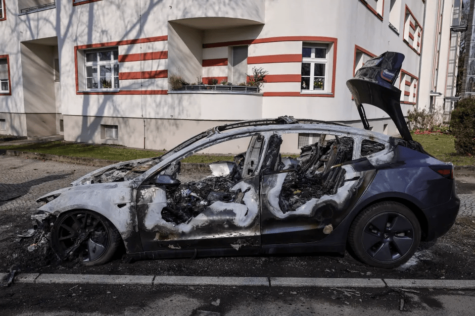 Burned-out Tesla.