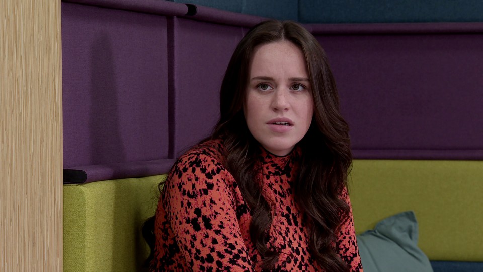 Faye Windass from Coronation Street looking shocked.