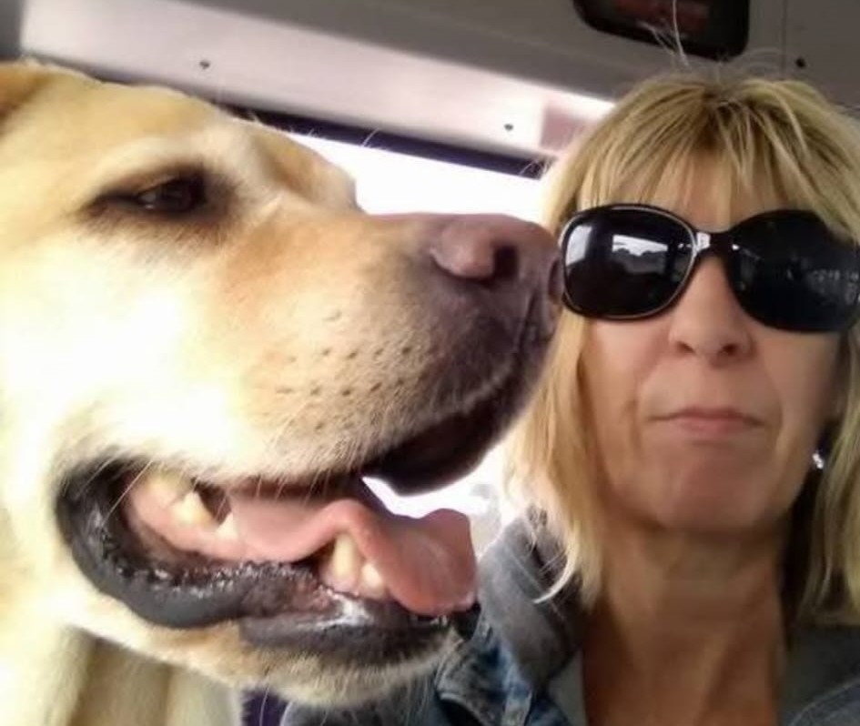 A woman and her dog.