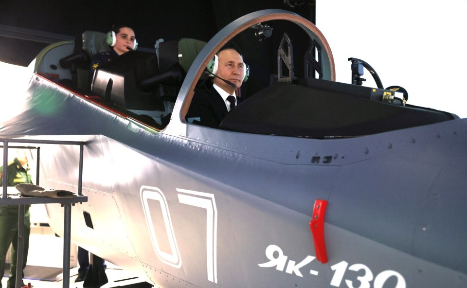 Vladimir Putin in a flight simulator.