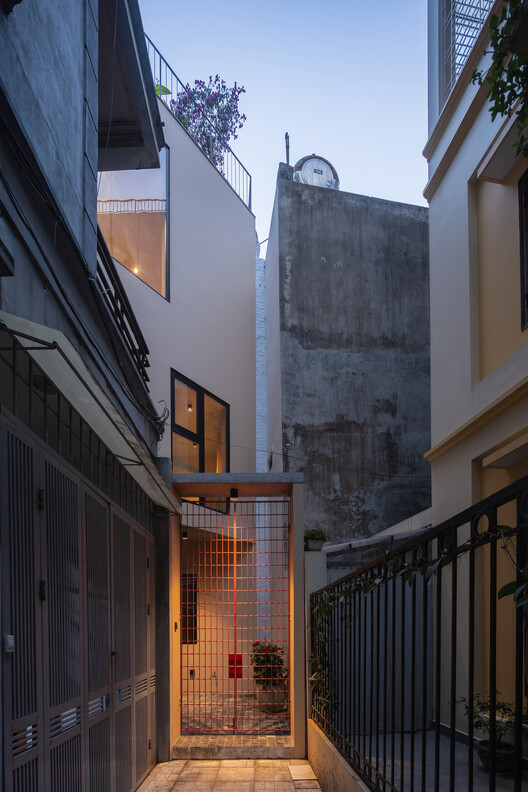 Linh Nam House / TOOB STUDIO - Exterior Photography, Stairs, Balcony, Door, Concrete, Handrail