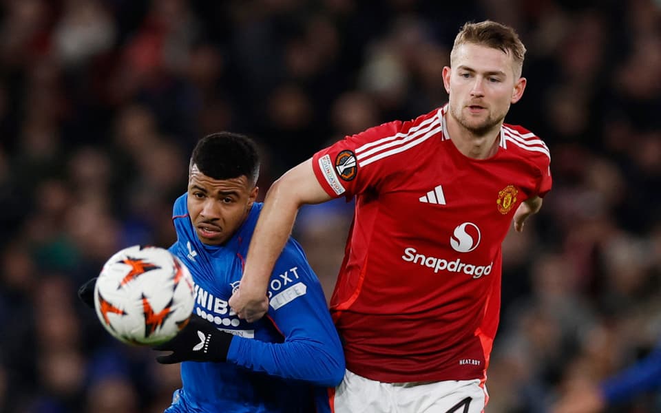 Matthijs De Ligt playing for Manchester United against Rangers